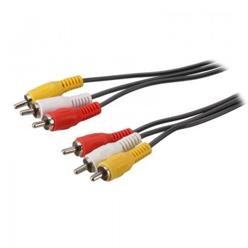 Καλώδιο 3 RCA αρσενικά σε 3 RCA αρσενικά, μήκος 1.5 μέτρα, Μαύρο χρώμα.